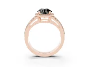 Round Halo Engagement Ring Setting for a Black Center | Two-Row Pavé Split Shank | Rose Gold