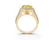 Fancy Yellow Princess Cut Diamond Halo Engagement Ring Set in Yellow gold with Split Shank and Prong Setting
