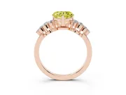 Heart-Shaped Side Stone Engagement Ring Setting for a Fancy Yellow Lab-Grown Diamond | Shoulder Clusters | Rose Gold