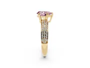 Pear-Shaped Three Row Pave Engagement Ring Setting for a Fancy Pink Lab-Grown Diamond | Yellow Gold