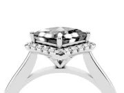 Princess Cut Halo Engagement Ring Setting for a Black Center | Plain Polished Band | White Gold