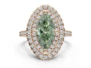 Marquise Double Halo Engagement Ring Setting for a Fancy Green Lab-Grown Diamond | Pave Shoulders | Rose Gold