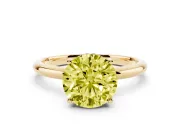 Round Micro-Prong Hidden Halo Engagement Ring Setting for a Fancy Yellow Lab-Grown Diamond | Plain Band | Yellow Gold