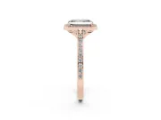 Radiant Cut Pavé Halo Engagement Ring Setting for a Black Center | Rose Gold