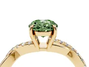 Oval Crossover Engagement Ring Setting for a Fancy Green Lab-Grown Diamond | Yellow Gold