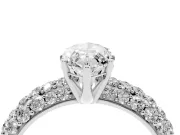 Marquise Multi Row Pave Solitaire Engagement Ring Setting | Domed Shoulders | White Gold