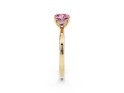 Cushion Cut Hidden Halo Ring Setting for a Fancy Pink Lab-Grown Diamond | Yellow Gold