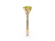 Heart-Shaped Hidden Halo Pave Engagement Ring Setting for a Fancy Yellow Lab-Grown Diamond | Claw Prongs | Yellow Gold
