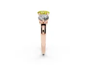 Round Three Stone Engagement Ring Setting for a Fancy Yellow Lab-Grown Diamond | Large Round Side Stones | Rose Gold