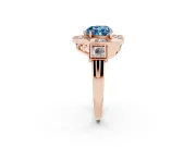 Heart-Shaped Milgrain Sectioned Halo Engagement Ring Setting for a Fancy Blue Lab-Grown Diamond | Rose Gold