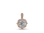 Round Lab-Grown Diamond Pointed Halo Pendant Necklace | Pavé Bail | Rose Gold