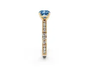 Cushion Cut Vintage Pavé Engagement Ring Setting for a Fancy Blue Lab-Grown Diamond | Yellow Gold