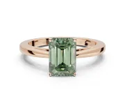 Emerald Cut Cathedral Solitaire Engagement Ring Setting for a Fancy Green Lab-Grown Diamond | Open Shoulders | Rose Gold