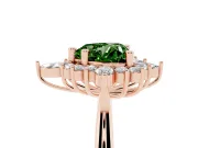 Fancy Green Heart Cut Diamond Cluster Halo Ring Set in Rose gold with Marquise and Round Accents
