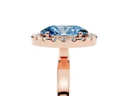 Oval Thin Halo Engagement Ring Setting for a Fancy Blue Lab-Grown Diamond | Plain Polished Band | Rose Gold