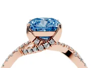 Cushion Cut Twisted Pave Engagement Ring Setting for a Fancy Blue Lab-Grown Diamond | Split Shank | Rose Gold