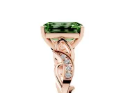 Emerald Cut Vine Engagement Ring Setting for a Fancy Green Lab-Grown Diamond | Rose Gold