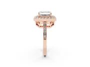 Asscher Cut Halo Engagement Ring Setting | Polished Halo Rim | Rose Gold