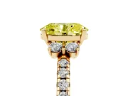 Oval Side Stone Pave Engagement Ring Setting for a Fancy Yellow Lab-Grown Diamond | Paired Round Accents | Yellow Gold