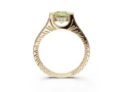 Emerald Cut Vintage Cathedral Engagement Ring Setting for a Fancy Yellow Lab-Grown Diamond | Carved Band | Yellow Gold