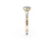 Round Tapered Baguette Engagement Ring Setting | Bar Set Sides | Yellow Gold