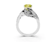 Fancy Yellow Princess Cut Diamond Solitaire Ring Set in White gold with Layered Twist Pavé Band