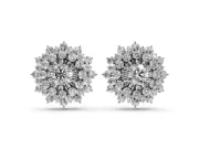 Round Lab-Grown Diamond Sunburst Cluster Stud Earrings | Star Outline | Sterling Silver