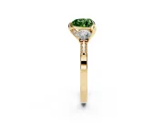 Heart-Shaped Hidden Halo Three Stone Engagement Ring Setting for a Fancy Green Lab-Grown Diamond | Yellow Gold