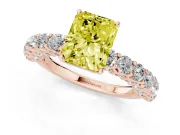 Radiant Cut Shared Prong Engagement Ring Setting for a Fancy Yellow Lab-Grown Diamond | Rose Gold