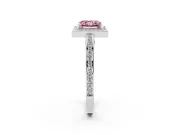 Princess Cut Sectioned Halo Engagement Ring Setting for a Fancy Pink Lab-Grown Diamond | Platinum