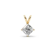 Princess Cut Lab-Grown Diamond Solitaire Pendant Necklace | Split Bail | Yellow Gold