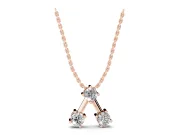 Round Lab-Grown Diamond Three-Stone Open Triangle Pendant Necklace | Prong Set | Rose Gold