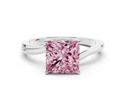 Fancy Pink Princess Cut Diamond Solitaire Twist Band Ring Set in White gold with Prong Setting