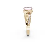 Asscher Cut Bypass Solitaire Engagement Ring Setting for a Fancy Pink Lab-Grown Diamond | Pavé Strands | Yellow Gold