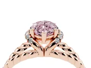 Fancy Pink Marquise Cut Diamond Halo Ring Set in Rose gold with Twisted Band and Prong Setting