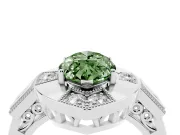 Fancy Green Marquise Cut Diamond Milgrain Halo Ring Set in Silver with Split Shank