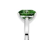 Fancy Green Radiant Cut Diamond Solitaire Ring Set in Platinum with Prong Setting and Classic Band