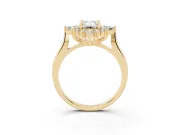Emerald Cut Cluster Halo Engagement Ring Setting | Yellow Gold
