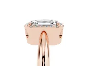 Emerald Cut Halo Engagement Ring Setting | Plain Tapered Band | Rose Gold