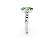 Fancy Green Marquise Cut Diamond Five-Stone Prong Set Engagement Ring Set in Silver with Channel Band