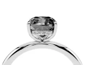 Fancy Black Cushion Cut Diamond Solitaire Ring Set in Silver with Thin Band and Prong Setting
