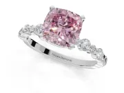 Cushion Cut Pavé Engagement Ring Setting for a Fancy Pink Lab-Grown Diamond | Alternating Accents | Sterling Silver