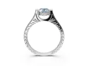 Oval Vintage Cathedral Engagement Ring Setting for a Fancy Blue Lab-Grown Diamond | Carved Band | Platinum