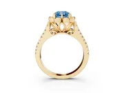 Radiant Cut Floral Halo Engagement Ring Setting for a Fancy Blue Lab-Grown Diamond | Pavé Split Shank | Yellow Gold