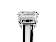 Emerald Cut Three Stone Engagement Ring Setting | Basket Prong Heads | Platinum