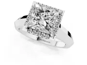 Princess Cut Halo Engagement Ring Setting | Knife-Edge Band | Platinum