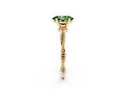 Fancy Green Oval Cut Diamond Solitaire Ring Set in Yellow gold with Twisted Band and Bead Prong Setting