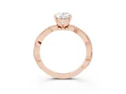 Oval Cut Diamond Solitaire Ring Set in Rose gold with Twisted Band and Bead Prong Setting
