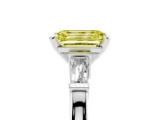 Emerald Cut Three-Stone Engagement Ring Setting for a Fancy Yellow Lab-Grown Diamond | Tapered Baguettes | Platinum