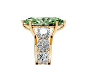 Marquise Graduated Side Stone Engagement Ring Setting for a Fancy Green Lab-Grown Diamond | Flat Top Band | Yellow Gold
